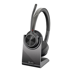 A Photo Of Poly Voyager 4320 Microsoft Teams Certified Wireless Headset with BT700 USB Adapter & Charging Stand