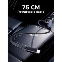 A Photo Of UGREEN 75W Type-C+USB A Car Charger with Type C Retractable Cable - 55653