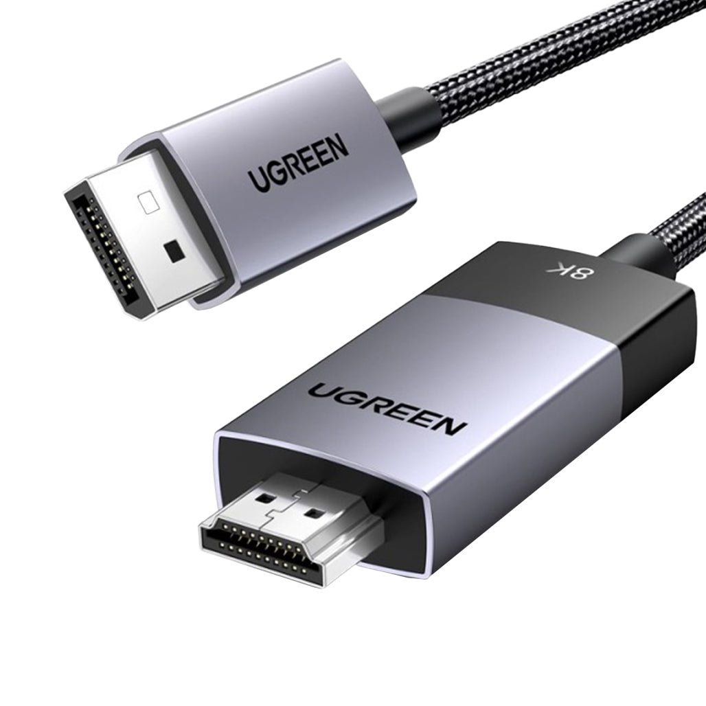 A Photo Of UGREEN 8K DisplayPort 1.4 to HDMI 2.1 Cable – High-Performance DP to HDMI Adapter for 4K 120Hz, 2K 144Hz, and HDR Video