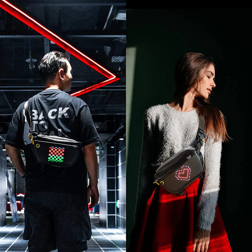 A Photo Of Divoom Pixoo Sling Bag with Pixel Art LED Display Panel