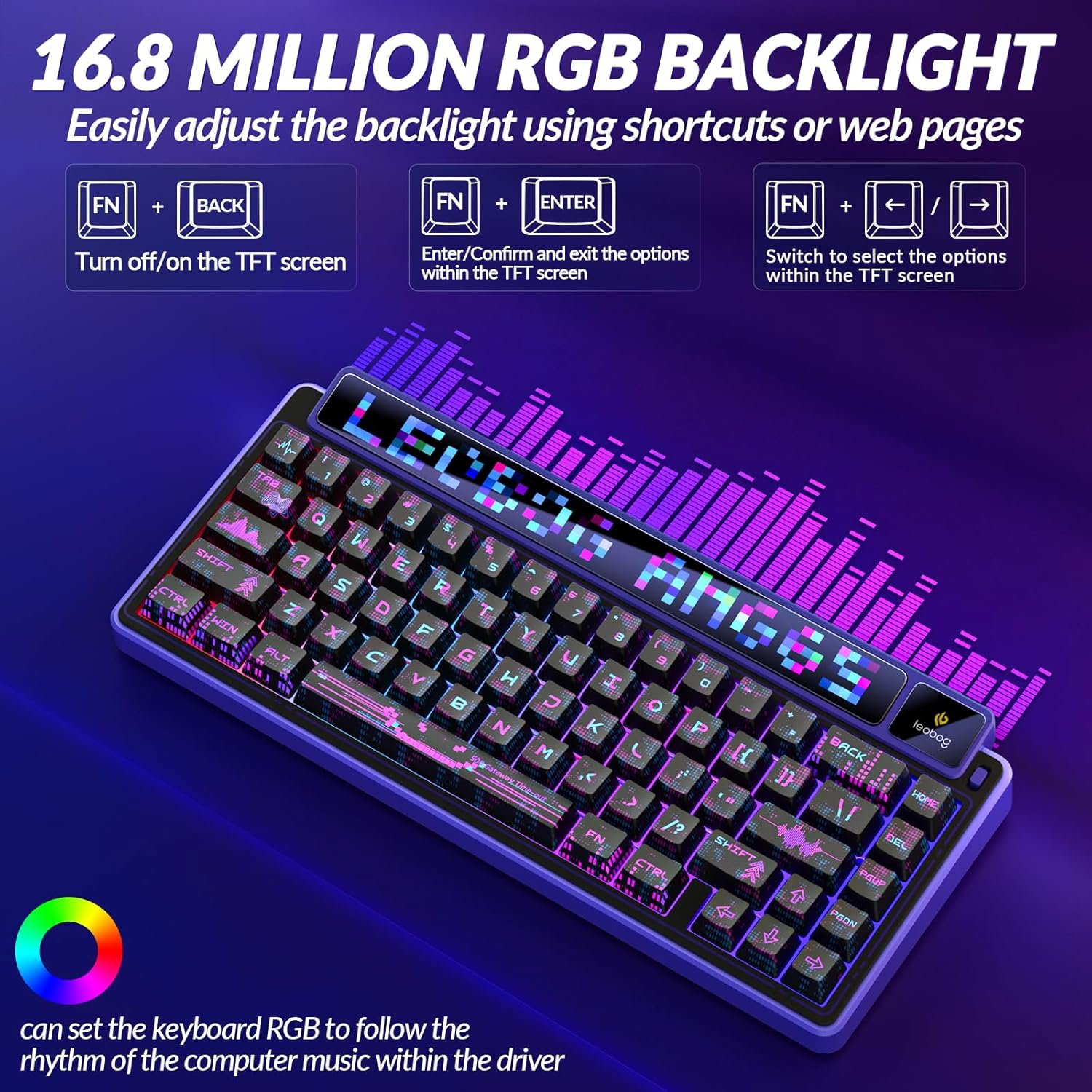 A Photo Of LEOBOG x AULA AMG 65 - Wireless Mechanical Keyboard - White