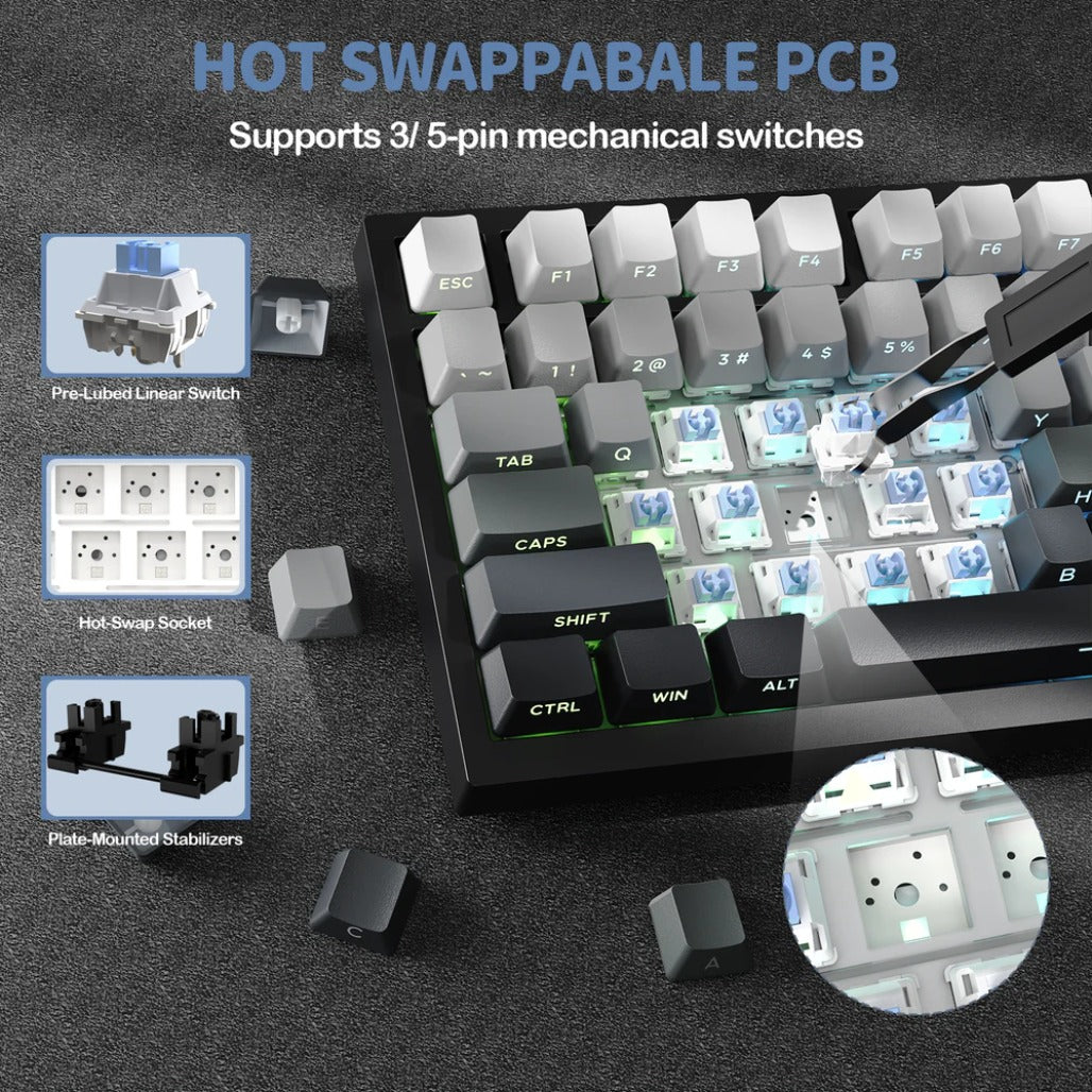 A Photo Of Attack Shark X820 Ultra 75% Tri-Mode Gasket Wireless Mechanical Gaming Keyboard