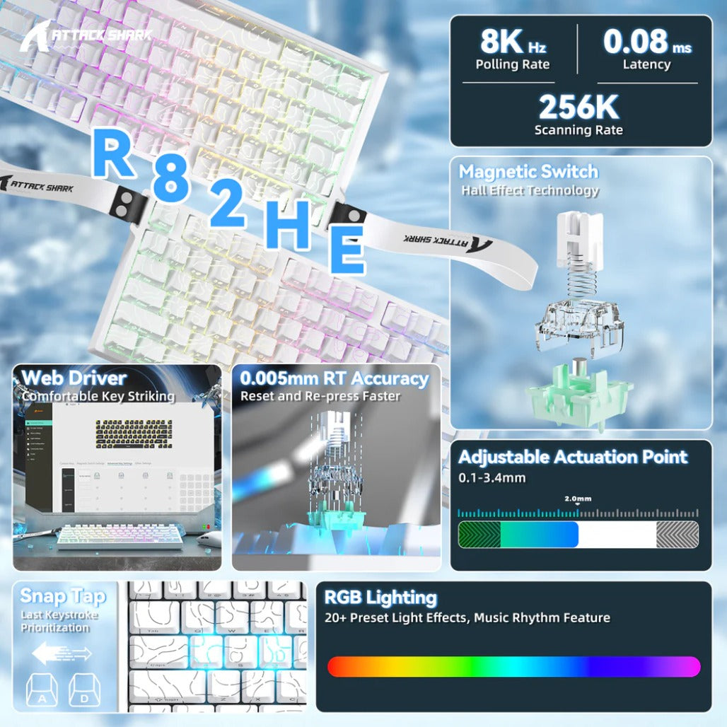 A Photo Of Attack Shark R82 HE - 75% Wired Magnetic Gaming Keyboard