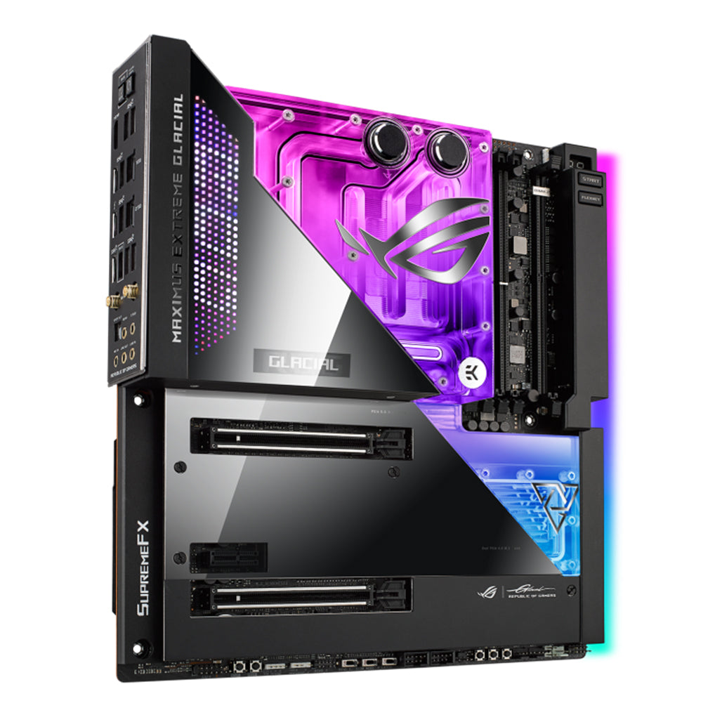 A Photo Of Asus ROG Maximus Z690 - Extreme Glacial Motherboard – EATX, DDR5, PCIe 5.0, WiFi 6E, Thunderbolt 4, EK Ultrablock Cooling