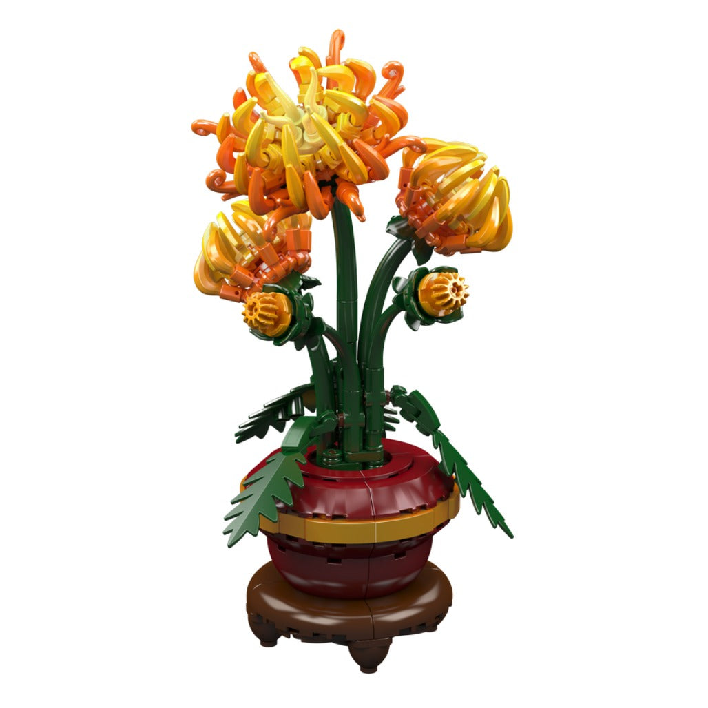 A Photo Of Mould King Chrysanthemum Potted Plant Building Toy Set - 417 Pieces - 24118