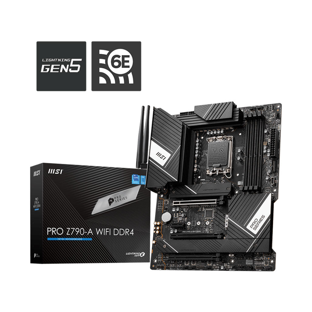 A Photo Of MSI PRO Z790-A WiFi DDR4 Motherboard - 911-7E07-003 | High-Performance ATX Board with PCIe 5.0, DDR4 Support, and Wi-Fi 6E