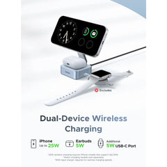 A Photo Of Ugreen 55960B MagFlow 2-in-1 Magnetic Wireless Charger - Qi2 25W MagSafe-Compatible Charging Stand