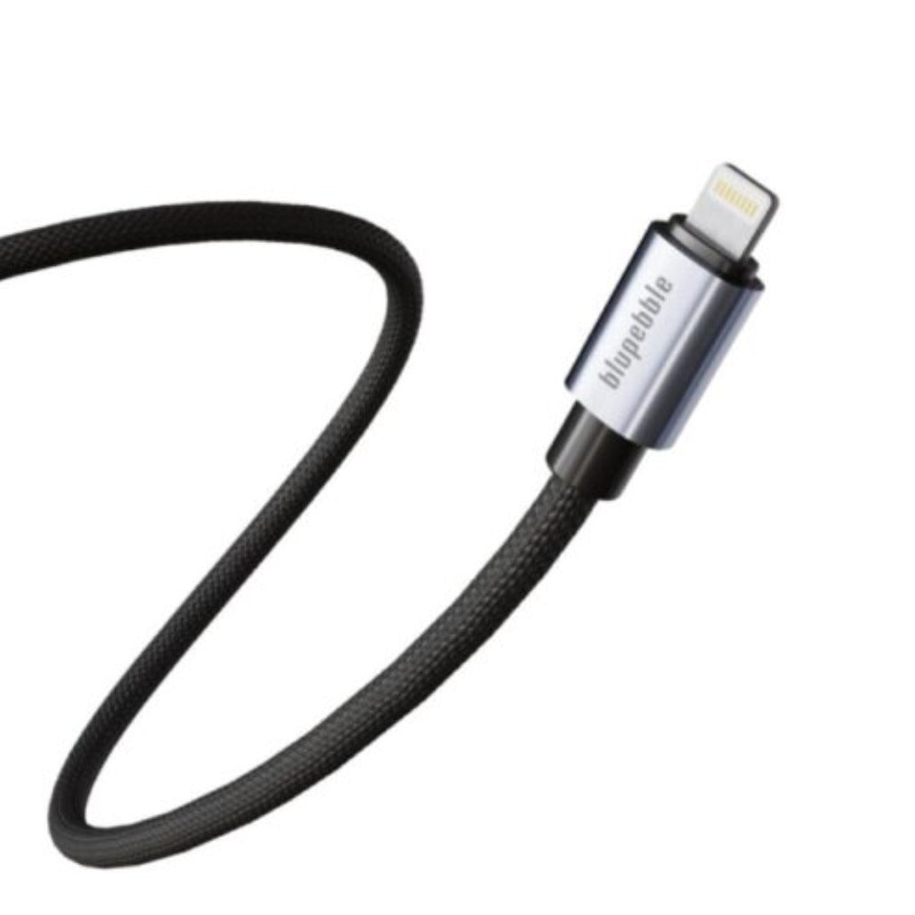 A Photo Of Blupebble PowerFlow PD 27W USB-C to Lightning Charge & Sync Braided Cable