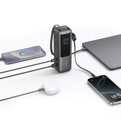 A Photo Of Anker Power Bank 25000mAh 165W Ultra-Fast Portable Charger with Retractable USB C Cables (Model A1695) - Dual Laptop Charging, 4 Device Support