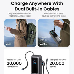 A Photo Of Anker Power Bank 25000mAh 165W Ultra-Fast Portable Charger with Retractable USB C Cables (Model A1695) - Dual Laptop Charging, 4 Device Support