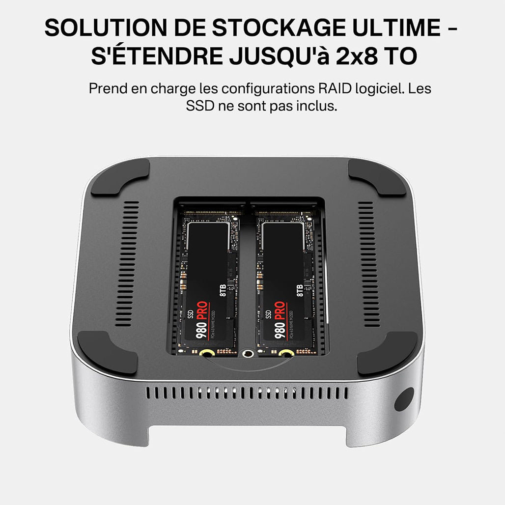 A Photo Of ACASIS 40Gbps Mac Mini M4 Dock & Stand with Dual NVMe SSD Enclosure