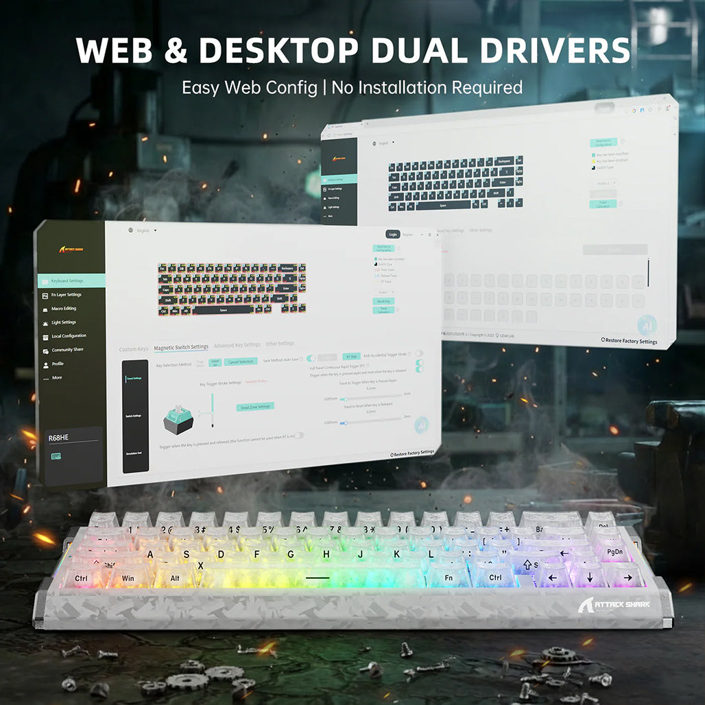 A Photo Of ATTACK SHARK R68 HE Carbon Fiber Rapid Trigger Keyboard – 60% Wired 8KHz Magnetic Gaming Keyboard