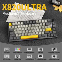A Photo Of Attack Shark X820 Ultra - 75% Tri-Mode Gasket Wireless Mechanical Gaming Keyboard