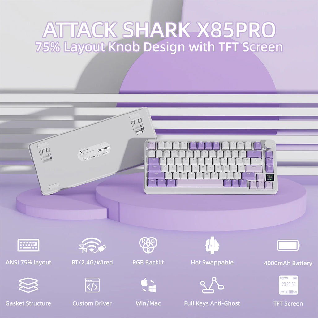 A Photo Of Attack Shark X85 Pro - 75% Wireless Mechanical Gaming Keyboard - Blueberry Switch (Linear)