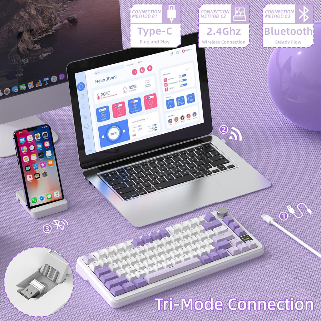 A Photo Of Attack Shark X85 Pro - 75% Wireless Mechanical Gaming Keyboard - Blueberry Switch (Linear)