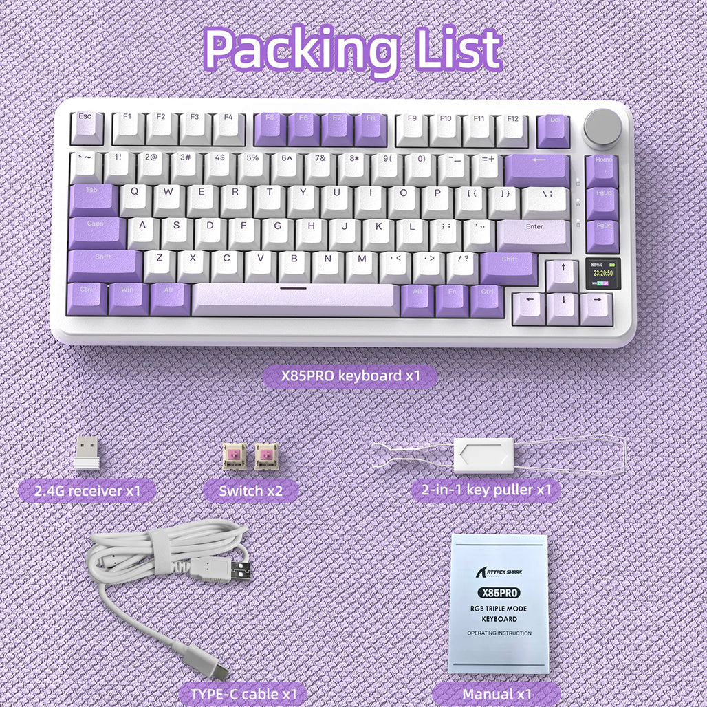 A Photo Of Attack Shark X85 Pro - 75% Wireless Mechanical Gaming Keyboard - Blueberry Switch (Linear)
