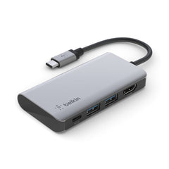 A Photo Of Belkin USB-C 4-in-1 Multiport Adapter with 100W PD, 4K HDMI, USB-A & Gigabit Ethernet – Compact & Travel-Friendly Hub