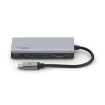 Belkin USB-C 4-in-1 Multiport Adapter with 100W PD, 4K HDMI, USB-A & Gigabit Ethernet – Compact & Travel-Friendly Hub