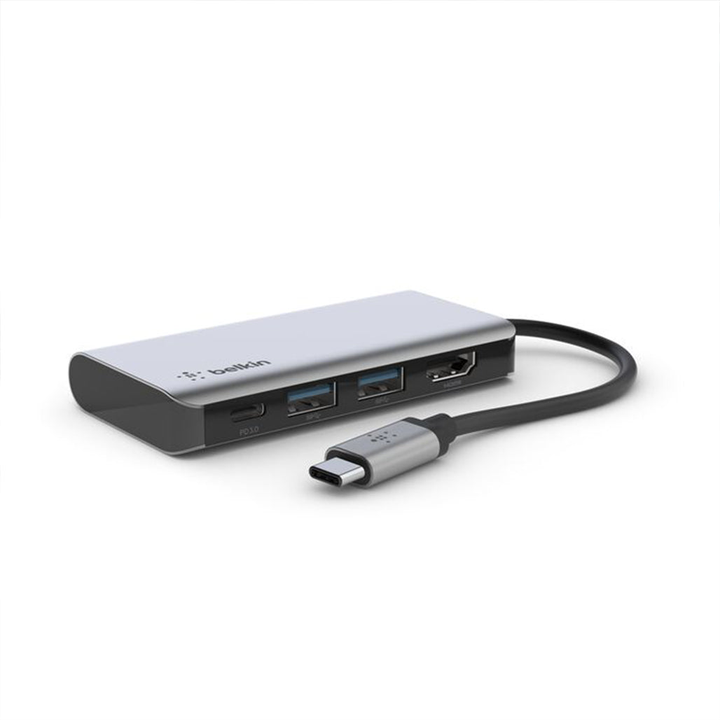 A Photo Of Belkin USB-C 4-in-1 Multiport Adapter with 100W PD, 4K HDMI, USB-A & Gigabit Ethernet – Compact & Travel-Friendly Hub