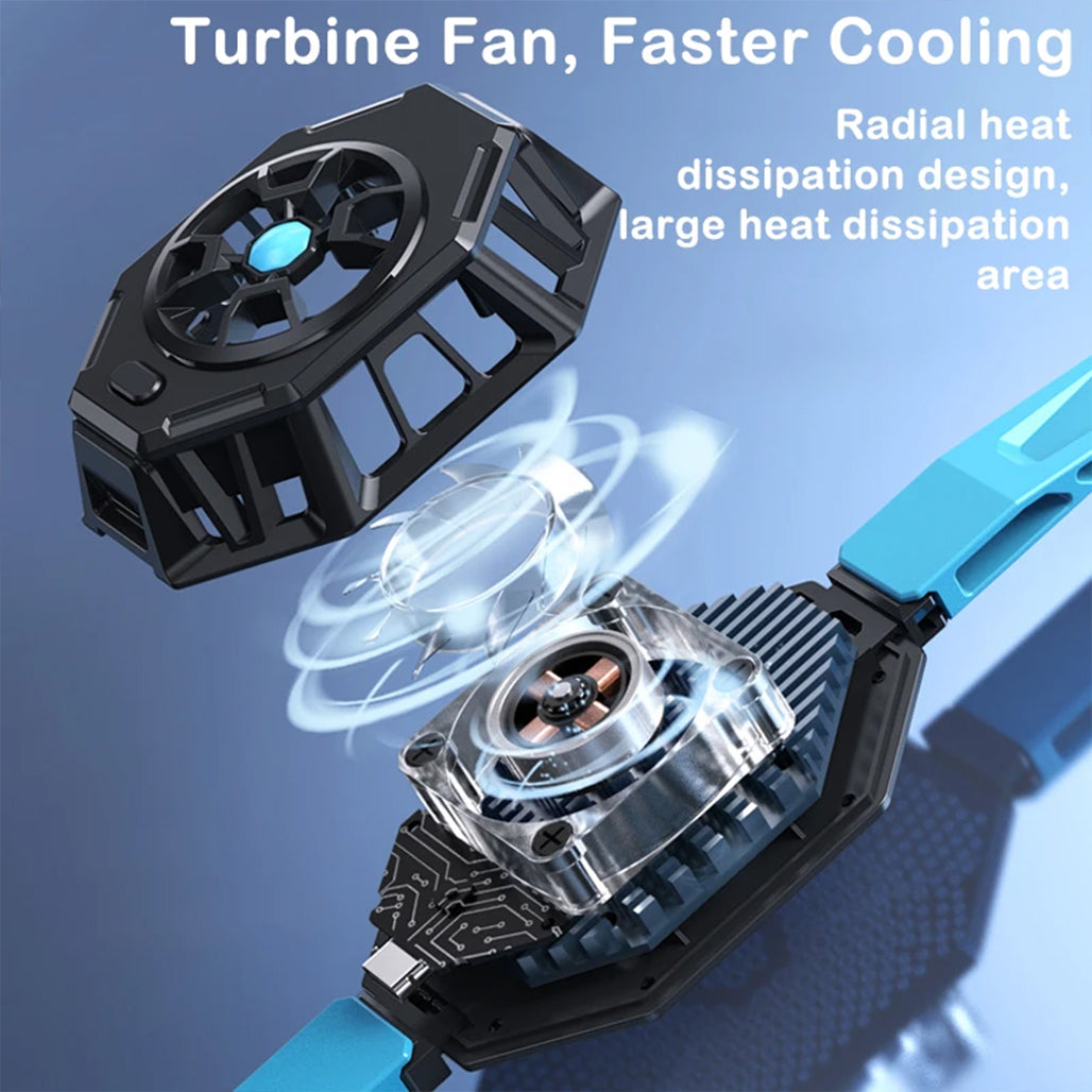 A Photo Of All-in-One P50 Semiconductor Fast Cooling Fan with RGB Light – Universal Back Clip Radiator for Tablets & Phones