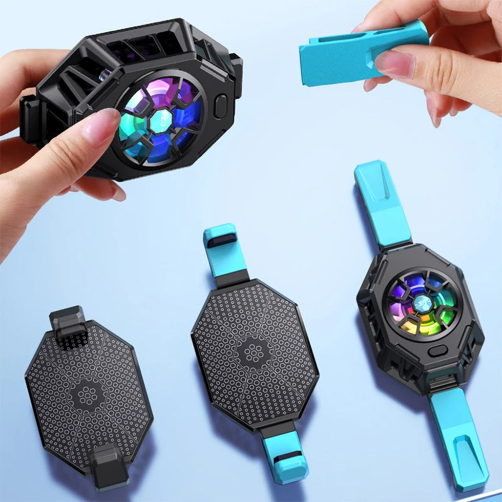 A Photo Of All-in-One P50 Semiconductor Fast Cooling Fan with RGB Light – Universal Back Clip Radiator for Tablets & Phones