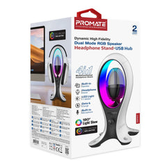 A Photo Of Promate Alpha-X - High-Fidelity TWS RGB Speaker with Headphone Stand & USB Hub