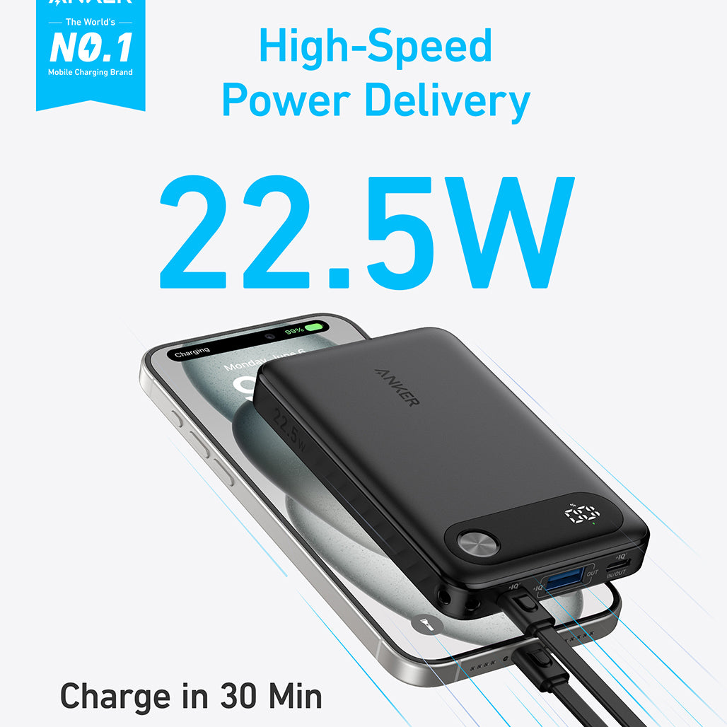 A Photo Of Anker A1257H11 10,000mAh Power Bank – 22.5W Fast Charging Portable Charger (Black)