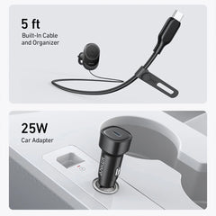 A Photo Of Anker MagGo 15W Wireless Car Charger - Magnetic Charging Pad with Built-In USB-C Cable, Adjustable 360° Base & 25W Adapter