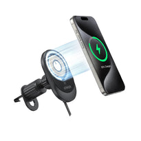 Anker MagGo 15W Wireless Car Charger - Magnetic Charging Pad with Built-In USB-C Cable, Adjustable 360° Base & 25W Adapter