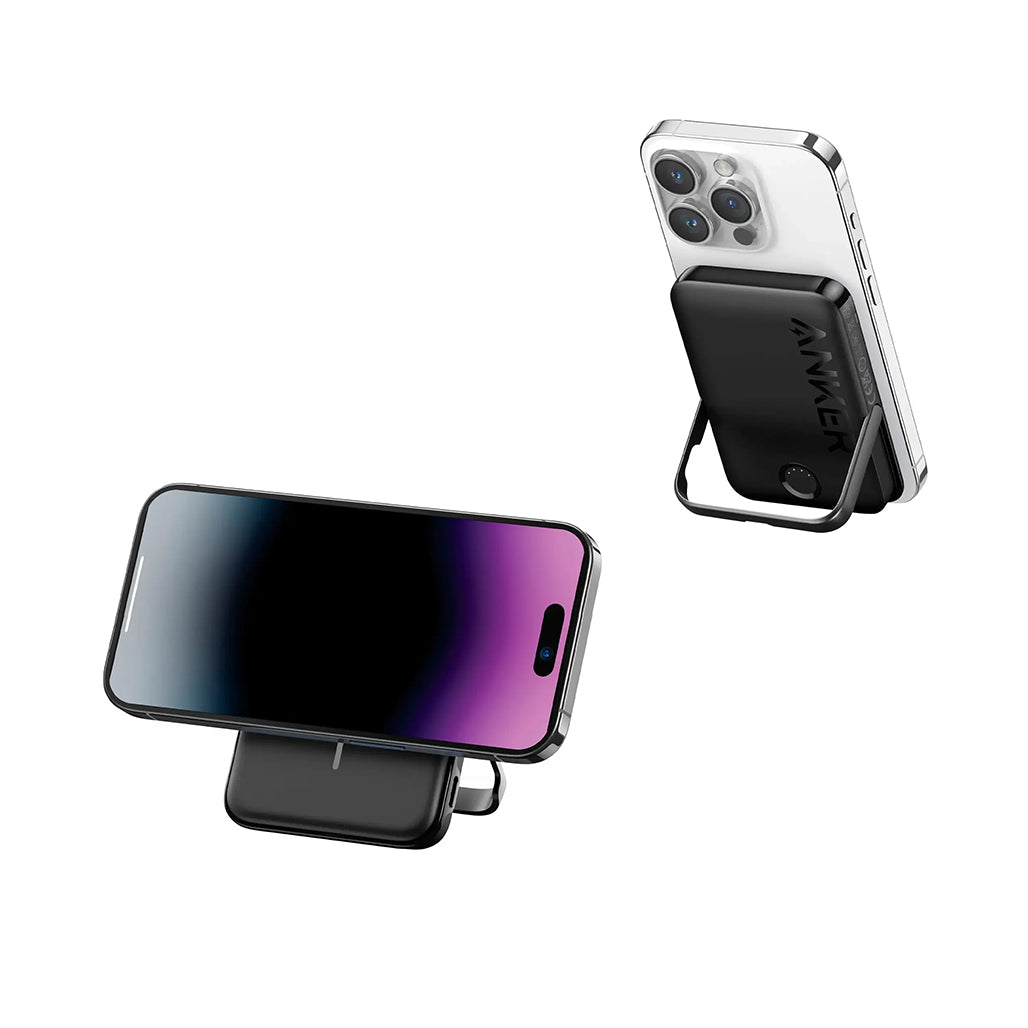 A Photo Of Anker Power Bank 322 MagGo 5000mAh MagSafe Portable Charger A1618 – Wireless Charging with Foldable Stand