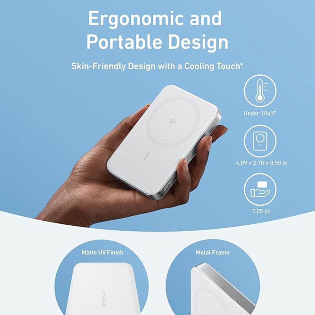 A Photo Of Anker MagGo Ultra-Slim 10000mAh Qi2 Certified 15W Power Bank - Wireless Charging for iPhone and More