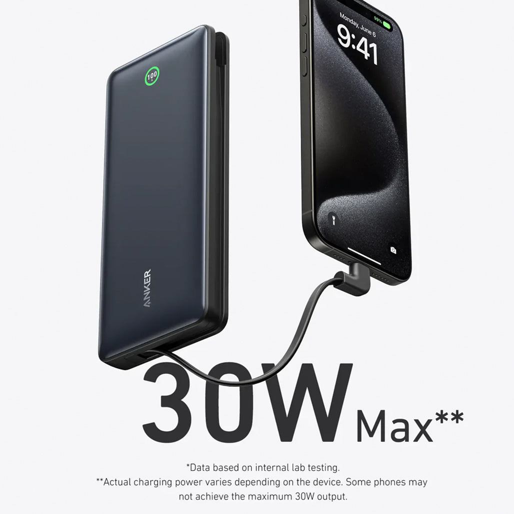 A Photo Of Anker Nano Power Bank 20000mah 30W Built-In USB-C Cable - A1387