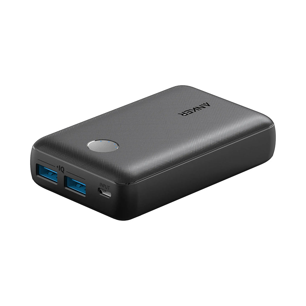 A Photo Of Anker PowerCore Select 10000mAh Portable Charger – Dual USB Power Bank for iPhone, Samsung & More, Compact & High-Speed Charging, Black
