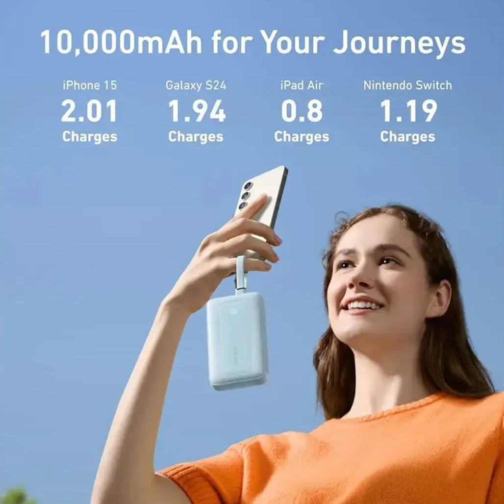 A Photo Of Anker Zolo 10000mAh Power Bank 30W Fast Charging with Built-in USB-C & Lightning Cables