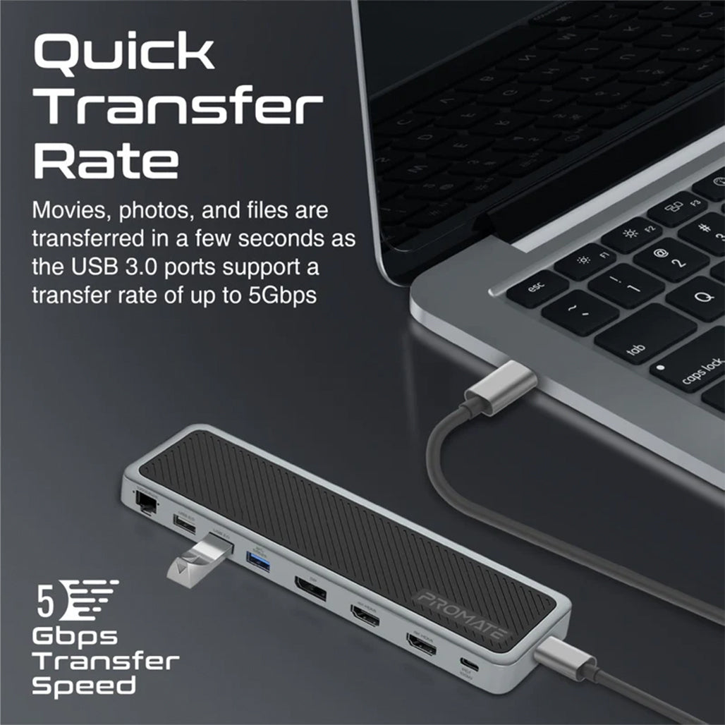 A Photo Of Promate 4K@60Hz Triple Display Multi-Port USB-C Docking Station