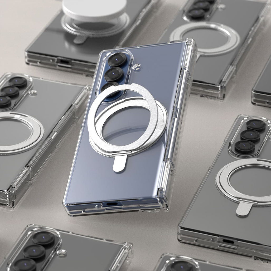 A Photo Of Araree Nukin 360 M Stand Case for Samsung Galaxy Z Fold 7- 360° Rotating MagSafe Kickstand – Clear