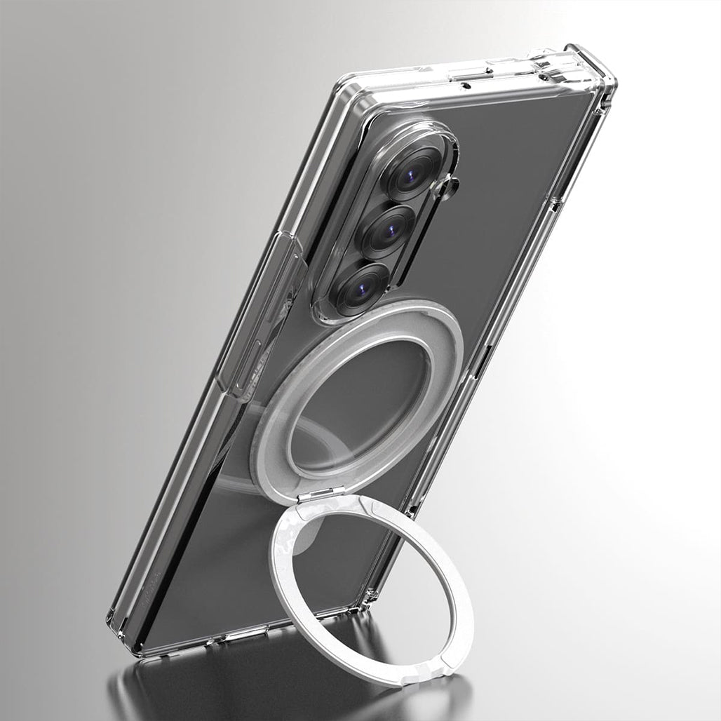 A Photo Of Araree Nukin 360 M Stand Case for Samsung Galaxy Z Fold 7- 360° Rotating MagSafe Kickstand – Clear