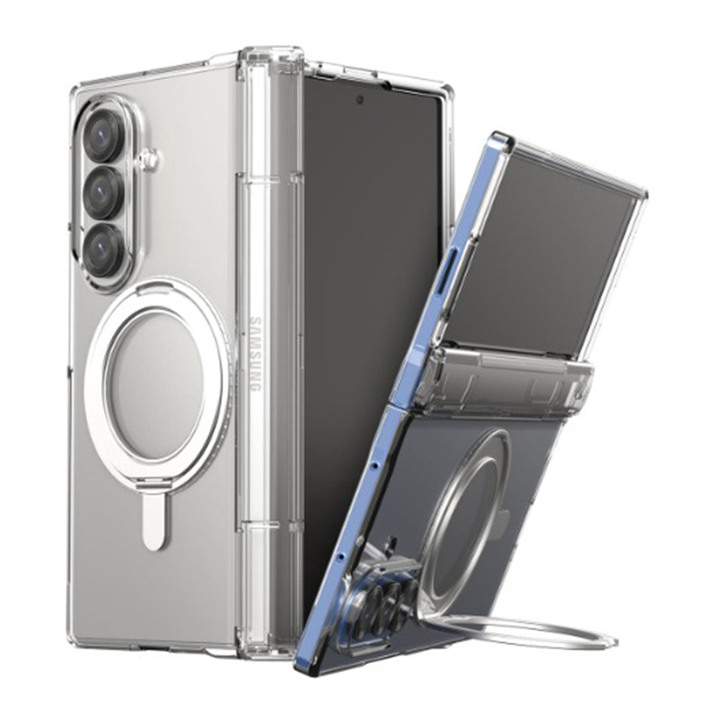 A Photo Of Araree Nukin 360 M Stand Case for Samsung Galaxy Z Fold 7- 360° Rotating MagSafe Kickstand – Clear