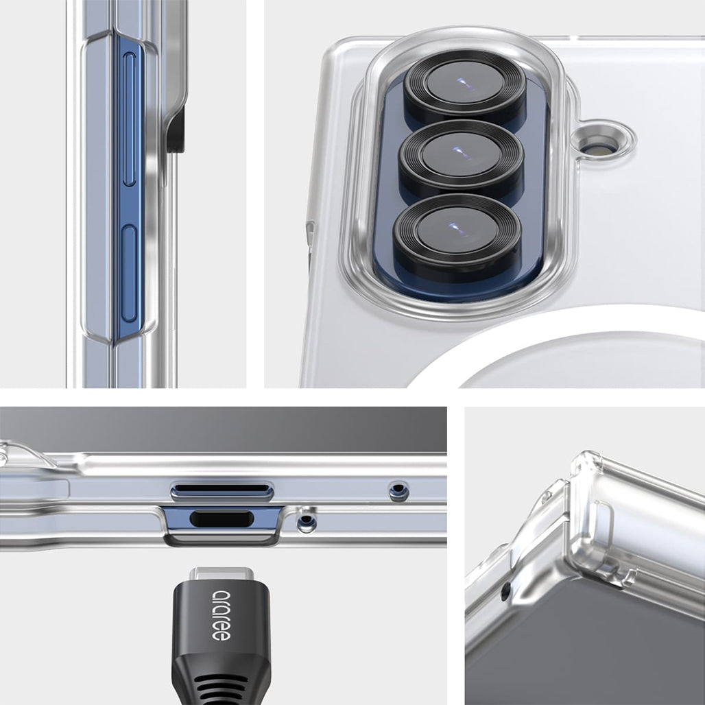 A Photo Of Araree Nukin 360M Qi2 MagSafe Full Case for Samsung Galaxy Z Fold 7 – Clear