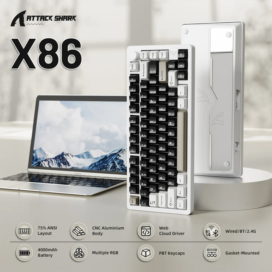 A Photo Of Attack Shark X86 Full Aluminum Wireless Mechanical Keyboard