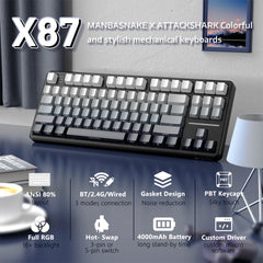 A Photo Of Attack Shark X87 Tri-Mode Gasket Mechanical Keyboard
