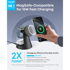 A Photo Of Anker MagGo 3-in-1 Wireless Charging Station with 15W MagSafe - B25M4G11