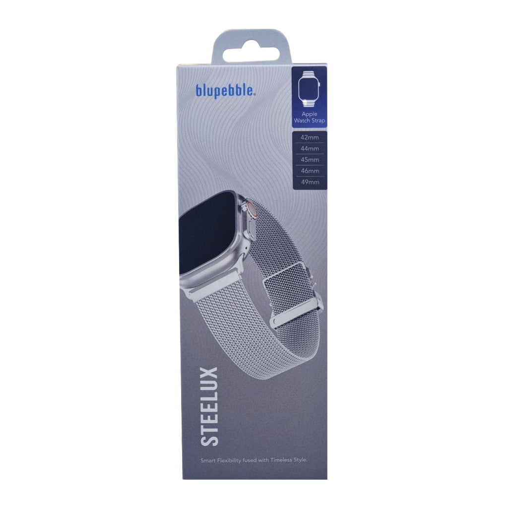 A Photo Of Blupebble Steelux Apple Watch Strap Silver – 49/46/45/44/42mm