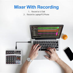 A Photo Of BOMGE 6-Channel Audio Mixer - Professional Digital DJ Mixer