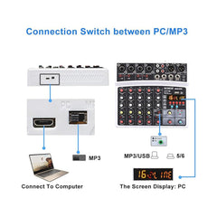 A Photo Of BOMGE 6-Channel Audio Mixer - Professional Digital DJ Mixer