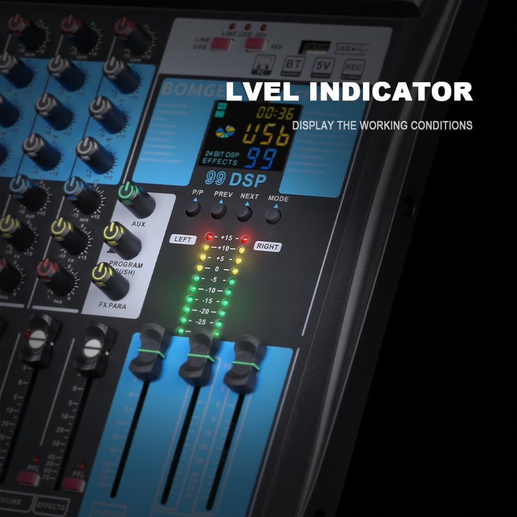 A Photo Of BOMGE 8-Channel Professional Audio Mixer Console – Studio & DJ Sound Board Interface