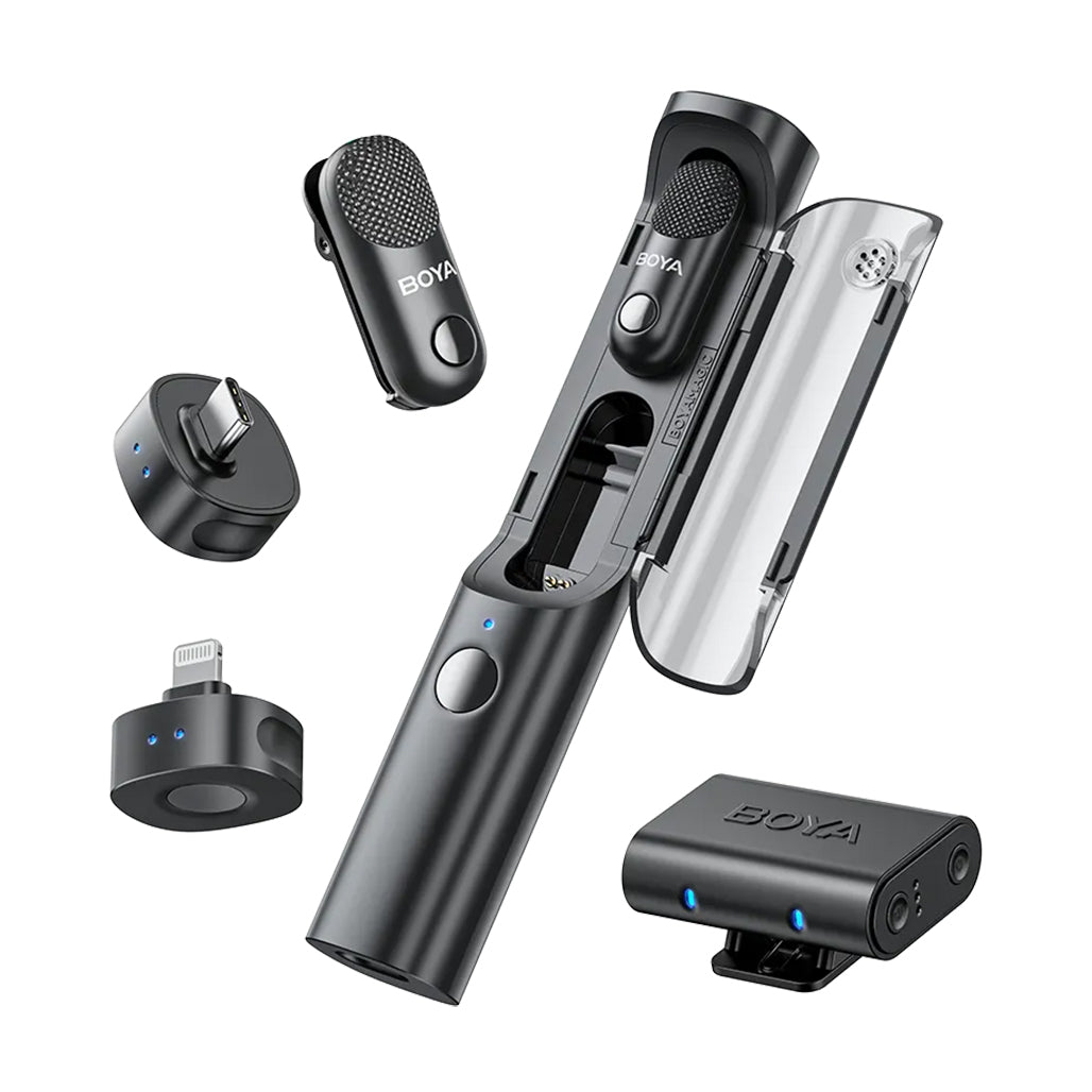 A Photo Of BOYA Magic AI Microphone | 4-in-1 Wireless Mic with 40dB Noise Cancellation