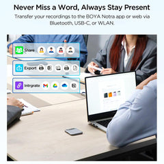 A Photo Of BOYA Notra AI Voice Recorder – Smart Transcription Device with ChatGPT & Gemini AI