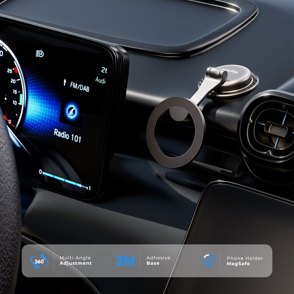A Photo Of Blupebble Road Mag Magnetic Car Phone Holder with MagSafe | 360° Adjustable Mount for Secure and Versatile Use