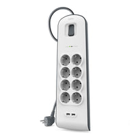Belkin BSV804VF2M 8-Outlet Surge Protector with 2.4A USB Charging - 2M Cord, 900 Joules, 15,000A Spike Protection